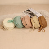 Summer Round Straw Shoulder Bag Woven Crossbody Beach Purse Handbag
