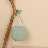 Summer Round Straw Shoulder Bag Woven Crossbody Beach Purse Handbag