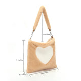 Love Heart Pattern Plush Top-handle Bag for Weekend Vacation