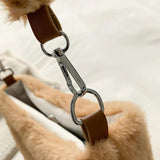 Love Heart Pattern Plush Top-handle Bag for Weekend Vacation