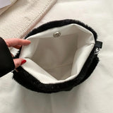 Love Heart Pattern Plush Top-handle Bag for Weekend Vacation