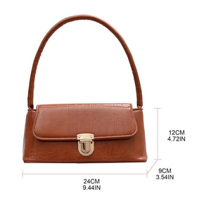 Women Shopping Bag Retro Casual Lady Underarm Handbag Stone Pattern Shoulder Bag
