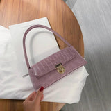 Women Shopping Bag Retro Casual Lady Underarm Handbag Stone Pattern Shoulder Bag