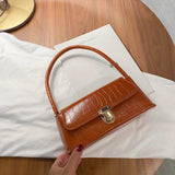 Women Shopping Bag Retro Casual Lady Underarm Handbag Stone Pattern Shoulder Bag