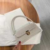 Women Shopping Bag Retro Casual Lady Underarm Handbag Stone Pattern Shoulder Bag
