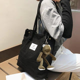 Corduroy Shoulder Bags Female Eco Shoppers Organizer Student Soft Bookbag