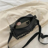 Summer Chains Cylinder Shoulder Bag PU Leather Crossbody Messenger Handbag Purse