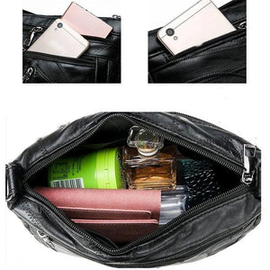 Soft Leather Women Messenger Shoulder Handbags And Purses Flowers Multi-pocket C