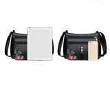 Soft Leather Women Messenger Shoulder Handbags And Purses Flowers Multi-pocket C