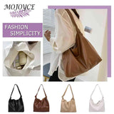 Solid PU Leather Shoulder Bag Large Capacity Shopping Tote
