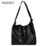 Solid PU Leather Shoulder Bag Large Capacity Shopping Tote