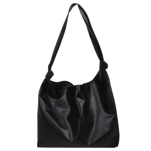 Solid PU Leather Shoulder Bag Large Capacity Shopping Tote