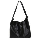 Solid PU Leather Shoulder Bag Large Capacity Shopping Tote
