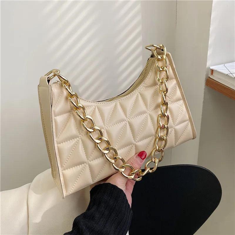 Plaid PU Leather Underarm Shoulder Bag Women