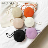 Vintage Women Beach Woven Round Crossbody Bags