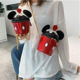 Mini Ear Bucket Bag Cartoon Mickey Handbag High Pu Leather Shoulder Bag