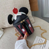 Mini Ear Bucket Bag Cartoon Mickey Handbag High Pu Leather Shoulder Bag