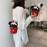 Mini Ear Bucket Bag Cartoon Mickey Handbag High Pu Leather Shoulder Bag