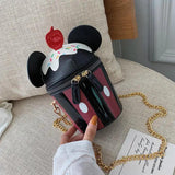 Mini Ear Bucket Bag Cartoon Mickey Handbag High Pu Leather Shoulder Bag