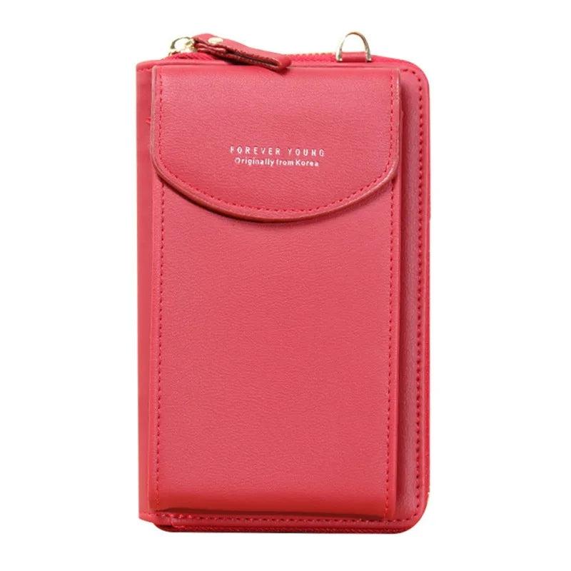 Mini Leather Shoulder Wallet with Phone Holder