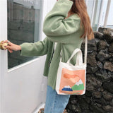 Canvas Shoulder Diagonal Bag Small Square Bag for Mobile Phone