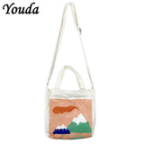 Canvas Shoulder Diagonal Bag Small Square Bag for Mobile Phone