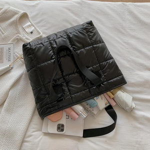 Portable Travel Women Padded Nylon Top-handle Space Bag Handbag