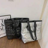 Portable Travel Women Padded Nylon Top-handle Space Bag Handbag