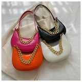 Crocodile Patten Chain Shoulder Bags Solid Pu Leather Hobo Bags