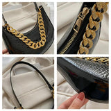 Crocodile Patten Chain Shoulder Bags Solid Pu Leather Hobo Bags
