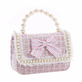 Kids Linen Mini Crossbody Bag with Bowknot for Girls