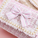 Kids Linen Mini Crossbody Bag with Bowknot for Girls