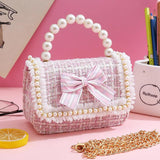 Kids Linen Mini Crossbody Bag with Bowknot for Girls