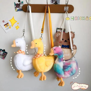 3D Duck Handbag Plush Purses Funny Shoulder Bag Ladies Crossbody Bag