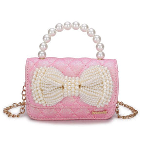 Kids Mini Purse Bow Crossbody Bags for Girls Pearl Tote Hand Bags