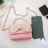 Kids Mini Purse Bow Crossbody Bags for Girls Pearl Tote Hand Bags