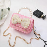 Kids Mini Purse Bow Crossbody Bags for Girls Pearl Tote Hand Bags