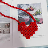 Kids Mini Beads Crossbody Bag for Girls Heart Coin Pouch Toddler Purse