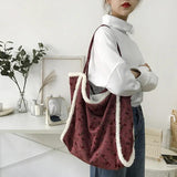 Lamb Wool Women's Soft Bag Retro College Style Shoulder Bag