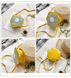 Baby Girls Flower Coin Purse Crossbody Bag PU Leather Kids Shoulder Bag