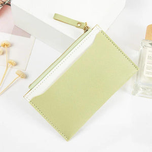 Zipper Wallet PU Leather Contrast Certificate Small Fresh Wallet