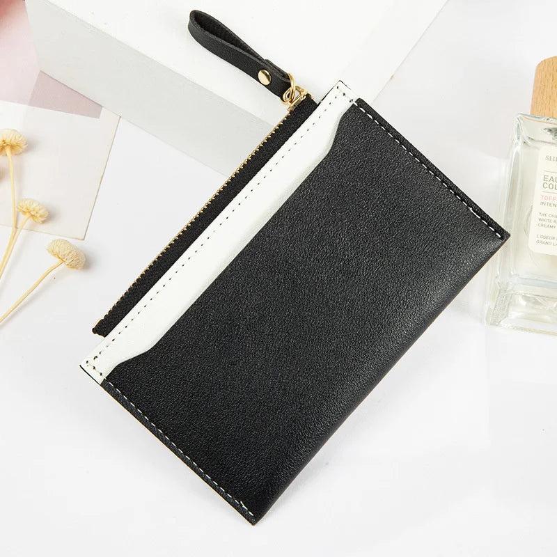 Zipper Wallet PU Leather Contrast Certificate Small Fresh Wallet