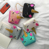 Sequin Unicorn Coin Purse Girls Shoulder Bag Out Travel Bag