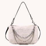 Plush Top-handle Bag Soft Fluffy Purse with Multi-layer Chains for Travel