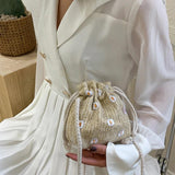 Straw Weave Bucket Bags Rattan Women Beach Shoulder Bags Handbags