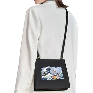 Japanese Wave Pattern Diagonal Shoulder Bag for Women