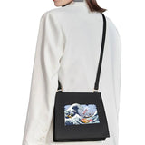 Japanese Wave Pattern Diagonal Shoulder Bag for Women