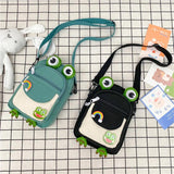 Cartoon Frog Messenger Bag Casual Shoulder Crossbody Canvas Small Tote Purse Bag