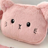 4 Colors Cat Small Shoulder Bags Cartoon Soft Plush Little Girl Messenger Bag