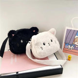 4 Colors Cat Small Shoulder Bags Cartoon Soft Plush Little Girl Messenger Bag